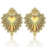 Earblity 2 PCS 5/8' (16mm) Gold Heart Ear Weights for Stretched Ears, Hypoallergenic 316L Stainless Steel Ear Plugs Tunnels Gauges Body Jewelry