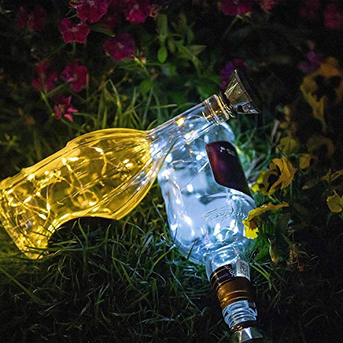 Image of VOOKRY Solar Wine Bottle Lights with Cork 8 Pack 20 LEDs Fairy Lights String Silver Wire Light,for Party,Christmas,Mother's Day,Wedding Center or Table Decorations, Warm White
