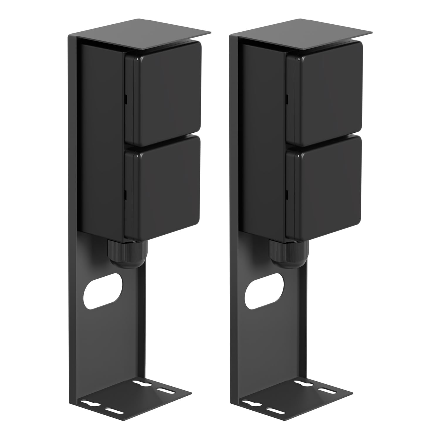 ledscom.de 2x Garten Steckdosensäule PIWI für außen, IP44, 2-fach, Edelstahl, anthrazit, eckig, 25 cm