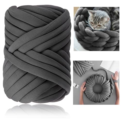Nizirioo Lana Voluminosa para Tejer con los Brazos: 500 g de Hilo Roving para Manta de Punto Grueso (Gris Oscuro)