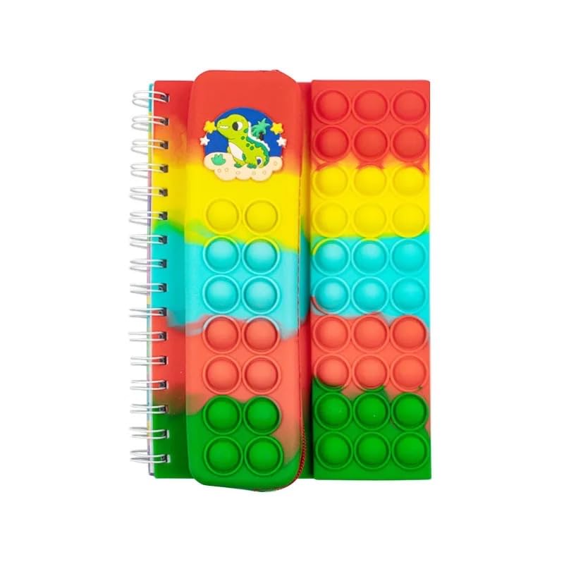 Pop it Pencil Case with Diary, Combo of Fidget Popit Pouch & Diary for Kids Pop it Stationery Kit - Stationary Organizer Set/Birthday Return Gifts (Random Colour) (Frog)