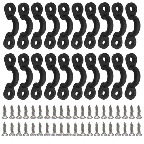 TBESEVENXT Kayak Pad Eye Kit, 20PCS Kayak Tie Down Eyelets Loops Deck Rigging Kit Nylon Pad Eye and 40 Stainless Steel Screws for Boat Deck Rigging