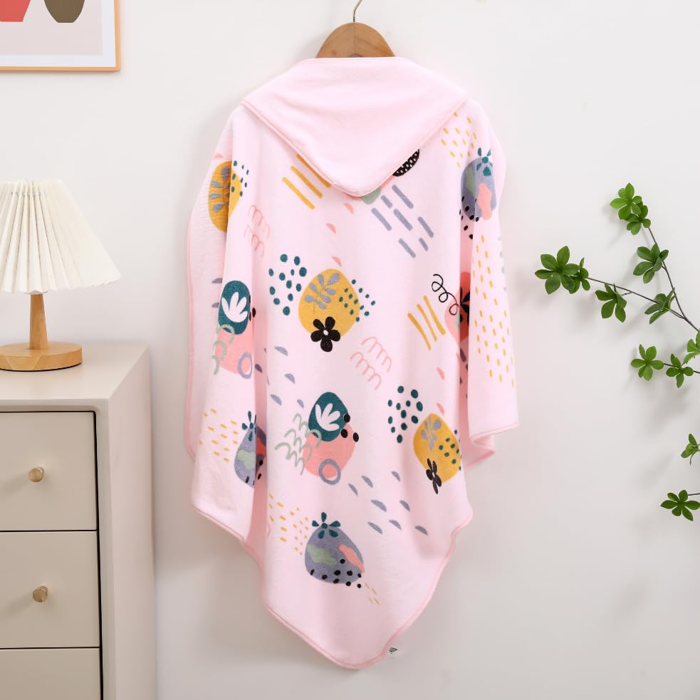 Image of Mee Mee Hooded Baby Bath Towel for New Born | Wash Cloth, Quick Absorbent, Can be Used for Baby Swaddling, Extra Soft Cotton Towels for Kids /Toddlers /Infants /Babies, Pack of 1, (Pink Rain) 80X80 CM