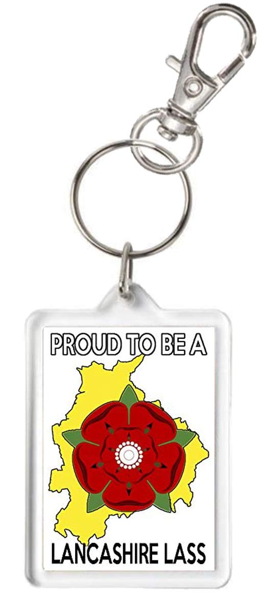 Kazmugz Multicolor Lancashire Keyring, Proud To Be A Lancashire Lass, Novelty Lancashire Keyring, Can Be Personalised, Lancashire Gift