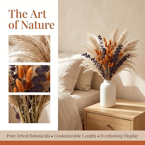 Ramo de flores secas pampas 145 piezas boho naranja miniatura 6