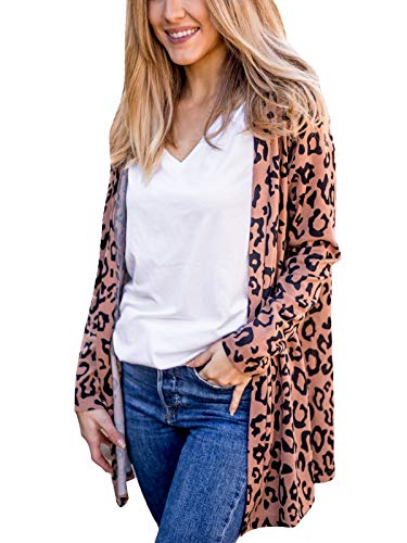 Tickled Teal Women's Long Sleeve Animal Cheetah Print Super Soft Cozy Cardigan (Brown, 1X)