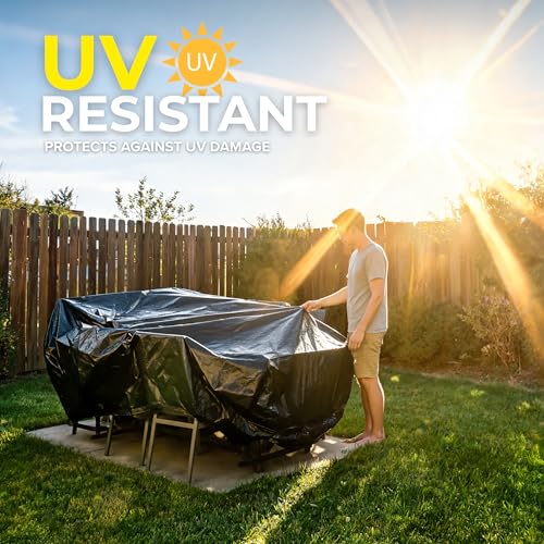 Image of Plastic Sheeting (10' x 25') Long, 6 Mil (Black) - UV Protection Poly Sheeting Polyethylene Film, Heavy Duty Greenhouse Plastic Sheeting