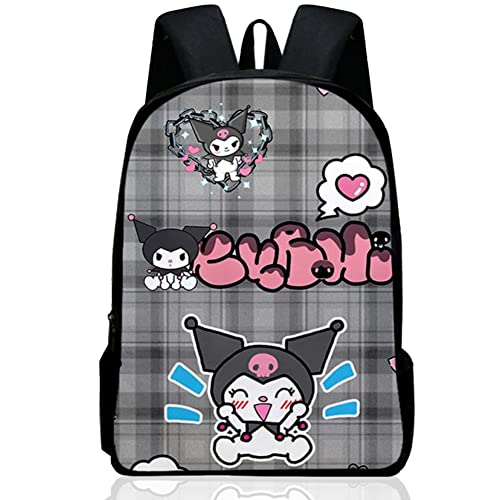 Mochila Infantil, Kuromi Mochila Escolar Mochila Escolar de Dibujos Animados Mochilas Kuromi Anime Mochila 3D Estampado Mochila Bolsa para la Escuela Dibujos Animados Ideal para Niños y Niñas Cover