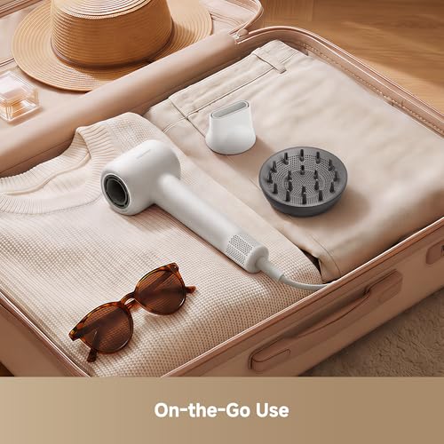 Image of Dreame Gleam Travel Hair Dryer for Women, 110,000RPM High Speed Hair Blower with Diffusers, Fast Drying, 200M Negative Ions for Frizz-Free, Smart Heat Control, Compact Hair Dryer