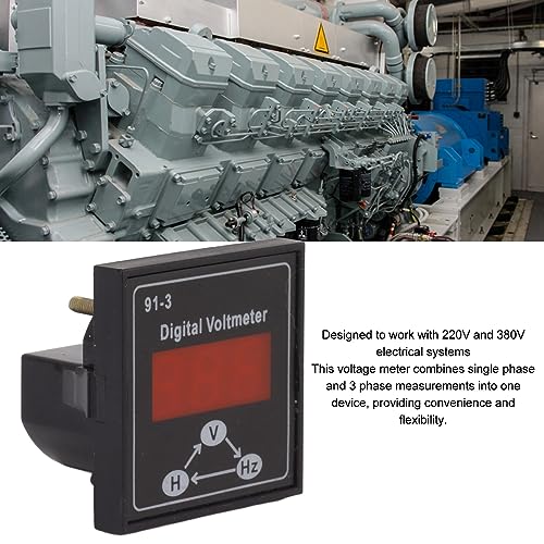 Medidor de Voltaje de Voltios, Mini Voltímetro Digital para Accesorios de Grupo Electrógeno de Gasolina 220V 380V Medidor de Voltaje Trifásico Monofásico