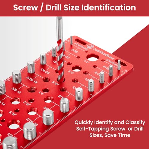 Image of Thread Checker, 60 Nut and Bolt Thread Checker, 20 Standard & 20 Metric & 20 Drill /Screw Gauge, Bolt Size Finder, Wall-Mountable Bolt Thread Identifier Gauge with Inch & CM Ruler
