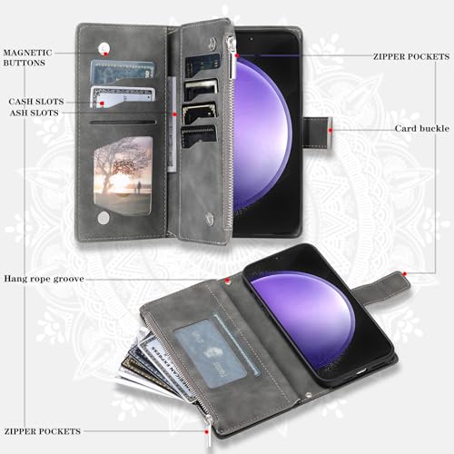 Étui portefeuille Galaxy S23 FE avec fermeture éclair et verre trempé - 2