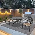 VAOZIURE Elegant 3-Piece Aluminum Patio Furniture Set with Colorful Cushions for Comfort and Charm, Outdoor Entertaining