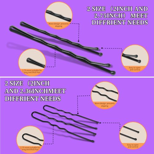 image for Teenitor 300pcs Hair Pins Bobby Pins Black, 100 Black Bobby Pins 100 H