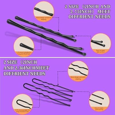 Teenitor 300pcs Hair Pins Bobby Pins Black, 100 Black Bobby Pins 2 2.75100 Hair Pins for Women and 100 Clear Hair Bands Kit, U Pins for Buns 2 2.36