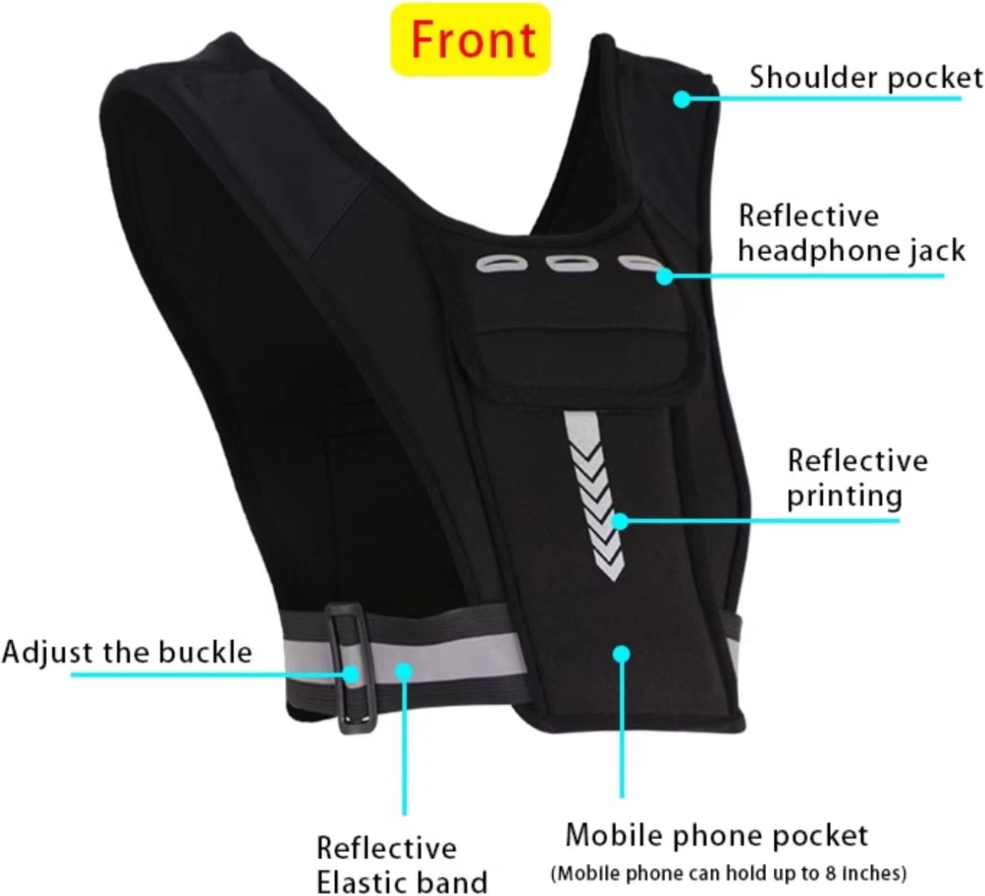 Running Vest Phone Holder, Reflective Jogging Vest with Water Bottle