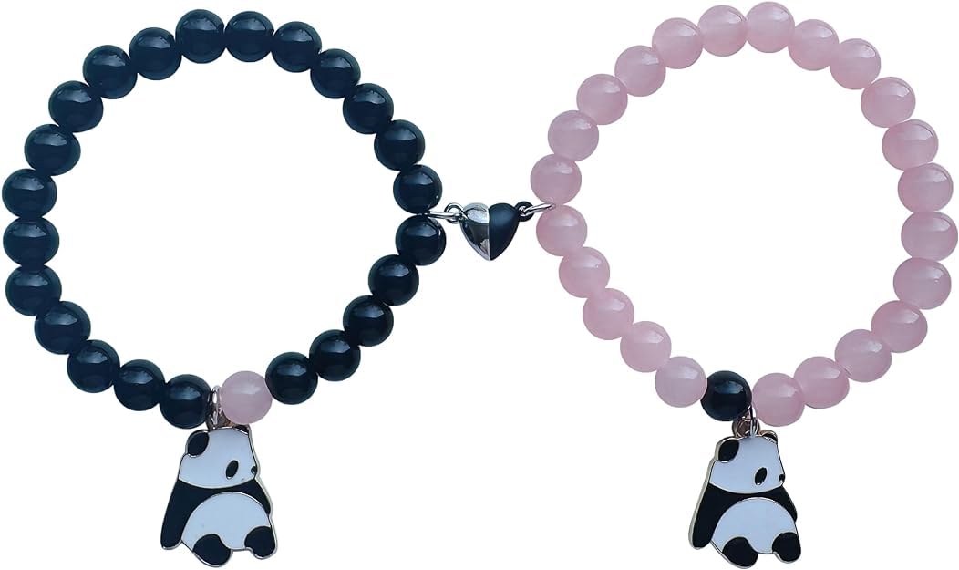 Unisex Fashion Jewellery Adjustable Multi Style Panda Combo Crystal Stone Beads Bracelets For Women;Girls ;Boys;Men (Pack Of 2)