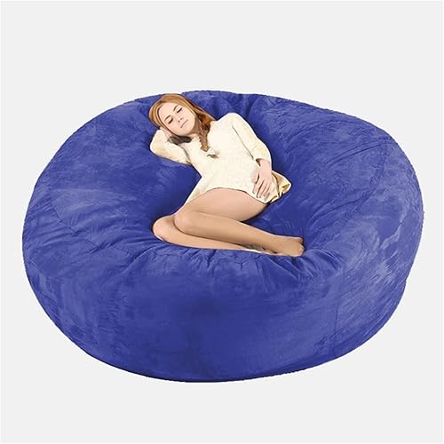 Miniatura 14 de Funda para silla puff (sin relleno), lujosa silla gigante de 6/7/8 pies para organizar juguetes de felpa o espuma viscoelástica (color marrón,