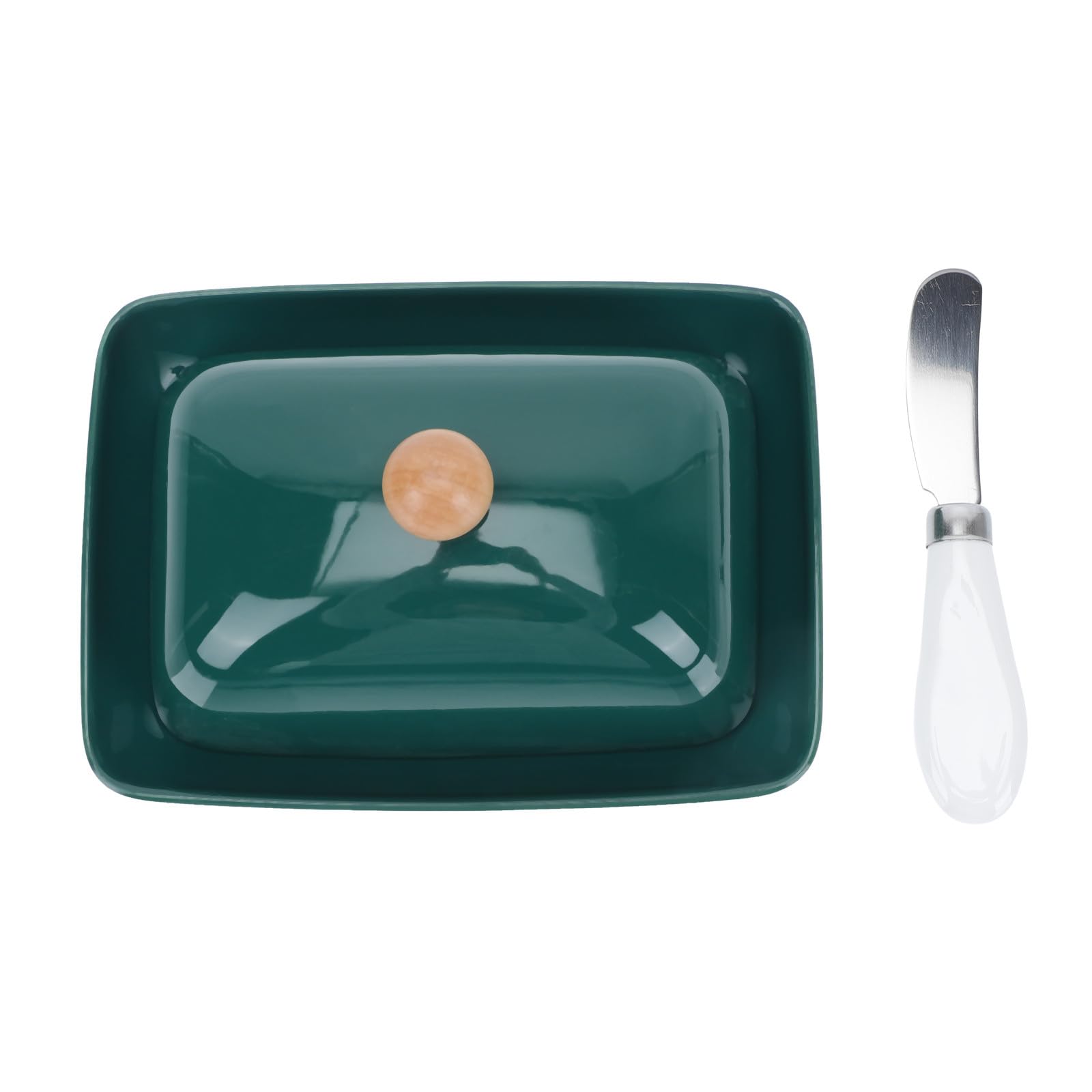 Gatuida Beurrier en Céramique avec Couvercle et Coupe-beurre, Plat Rectangulaire Élégant pour Service de Restauration Lors de Banquets et Célébrations