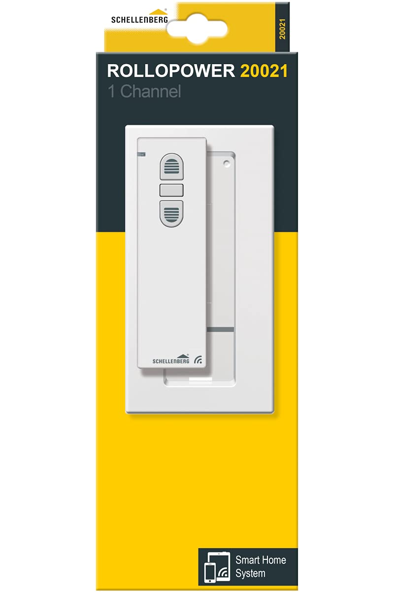 Schellenberg 20021 Interruttore senza fili per motore tapparelle elettriche e tende da sole, 868,4 MHz, bianco, 1 canale - per il controllo remoto di fino a 5 prodotti radio