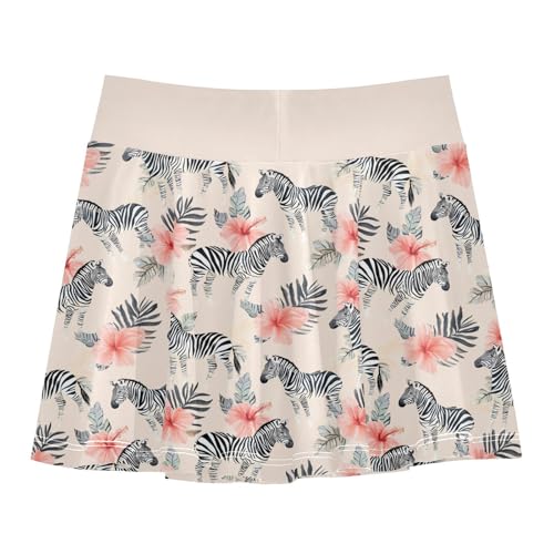 Girls Skorts High Waist Athletic Skirts with Shorts Tropical Zebra Stretchy Teens Performance Tennis3