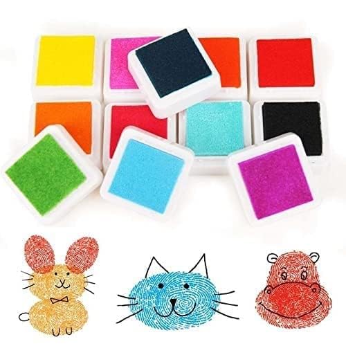 Stationery Supply Nagar Finger Craft Ink Pads, 12 Colors Craft Ink Pads for Rubber Stamps, Paper, Scrapbooking, Wood, Fabric, Best Gift for Kids 1