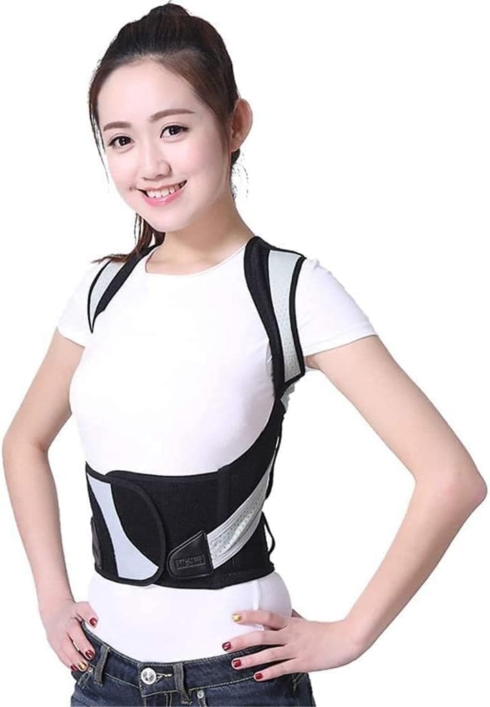 KEuLen Correttore Posturale per Donne e Uomini, Cintura for la correzione della Postura, Cintura for la correzione della cifosi della Schiena Seduta(White,Medium)