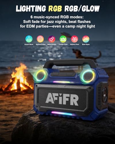 Image of Outdoor Bluetooth Speaker 160W: IP67 Waterproof, 24H, TWS | Rugged portable speaker with deep bass, LED lights, TWS pairing for parties, beach, travel, camping, garage