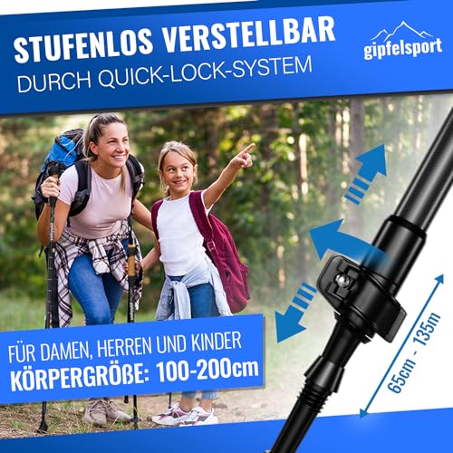 gipfelsport Wanderstöcke Teleskop | Nordic Walking Stöcke Damen und Herren | Trekkingstöcke...