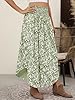 ANRABESS Women's Maxi Skirts Summer Boho Floral High Waisted Flowy Swing Pleated Beach Long Skirt with Pockets Green Large #2