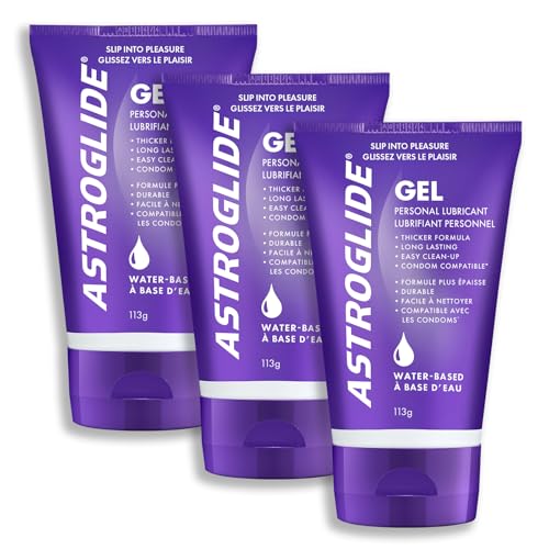 Astroglide Water Based Lube (4oz), Gel Personal Lubricant, Stays Put with No Drip (Pack of 3)