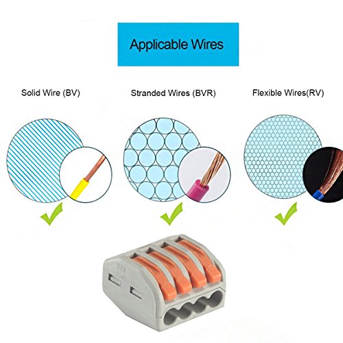 Image of 100 Pcs Lever Connectors Nuts 3 Conductor Combination Compact Wire Connectors Fast Connection Terminal 28-12 AWG Suitable for Multiple Types (Pack of 2)