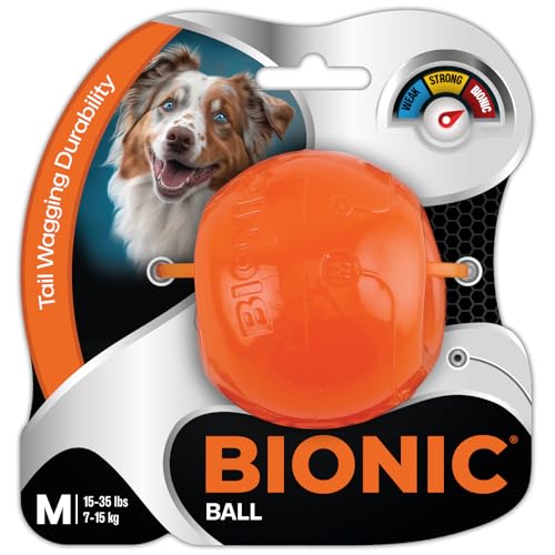 BIONIC Ball Dog Toy, Medium - Interactive Dog Chew Toy That Stands Up to The Toughest Chewers, for Dogs Between 15-35 lbs. (7-15 kg.)