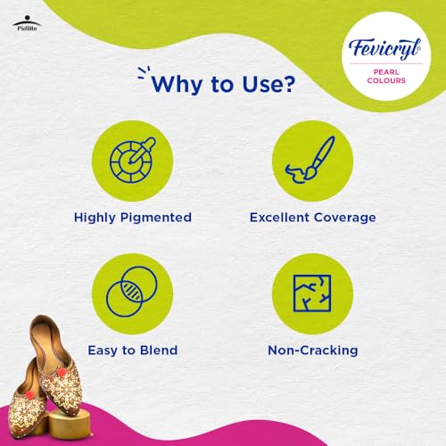 Fevicryl Acrylic Colours Pearl Kit | 6 Colours x 10 ml | DIY Paint, Rich Pigment | Multicolour & Multi-Surface | Non-Cracking Paint for Canvas, Wood, Leather, Earthenware, Metal - Image 4