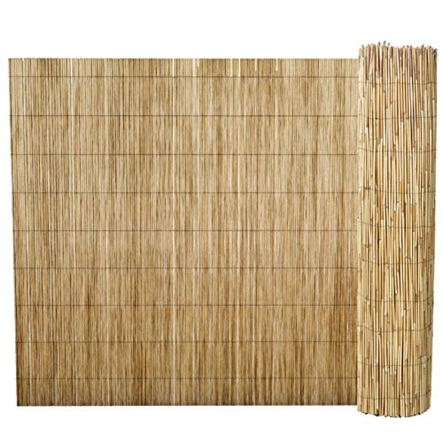 Caprican Natural Peeled Reed Fence Wooden Garden Screen Fence Fencing Privacy Panel Roll 1 x 4m