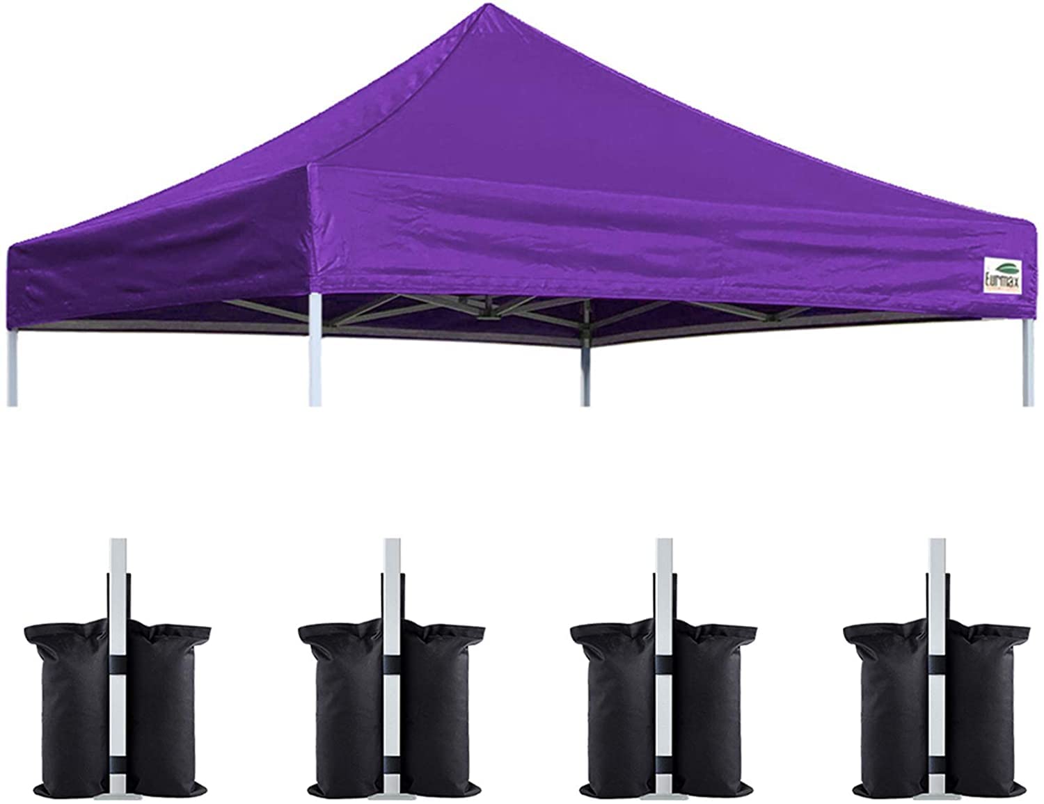 Eurmax USA Pop Up Canopy Replacement Canopy Tent Top Cover, Instant Ez Canopy Top Cover ONLY, Choose 30 Colors,Bonus 4PC Pack Canopy Weight Bag (8x8, Purple)