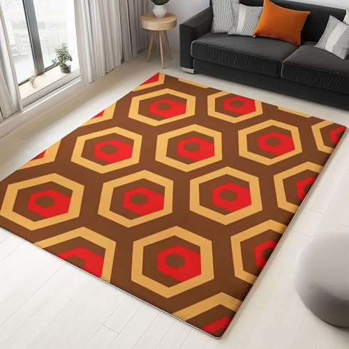 Tapis salon absorbant marron 160x230 cm vintage géométrique