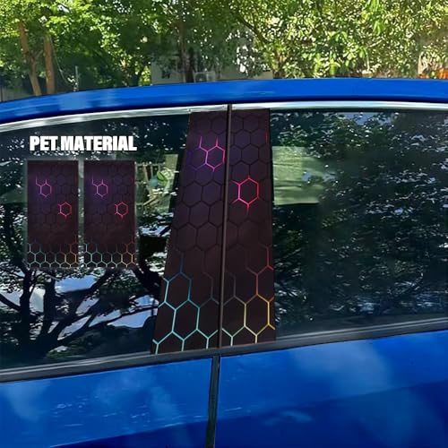 Image of JSCARLIFE Skull Car B-Pillar Sticker, HD Printed PVC Waterproof Car Decals, Car Stickers Vinyl Self-Adhesive Side Strip Decal Cool Stickers (Honeycomb Style 2)