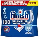 Finish Powerball Quantum All in 1 Pastillas para el lavavajillas todo en 1, limpieza profunda y brillo superior, 100 pastillas