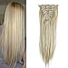 8Pcs 18 Clips 17-26 Inch Curly Straight Full Head Clip in on Hair Extensions Women Lady Hairpiece
