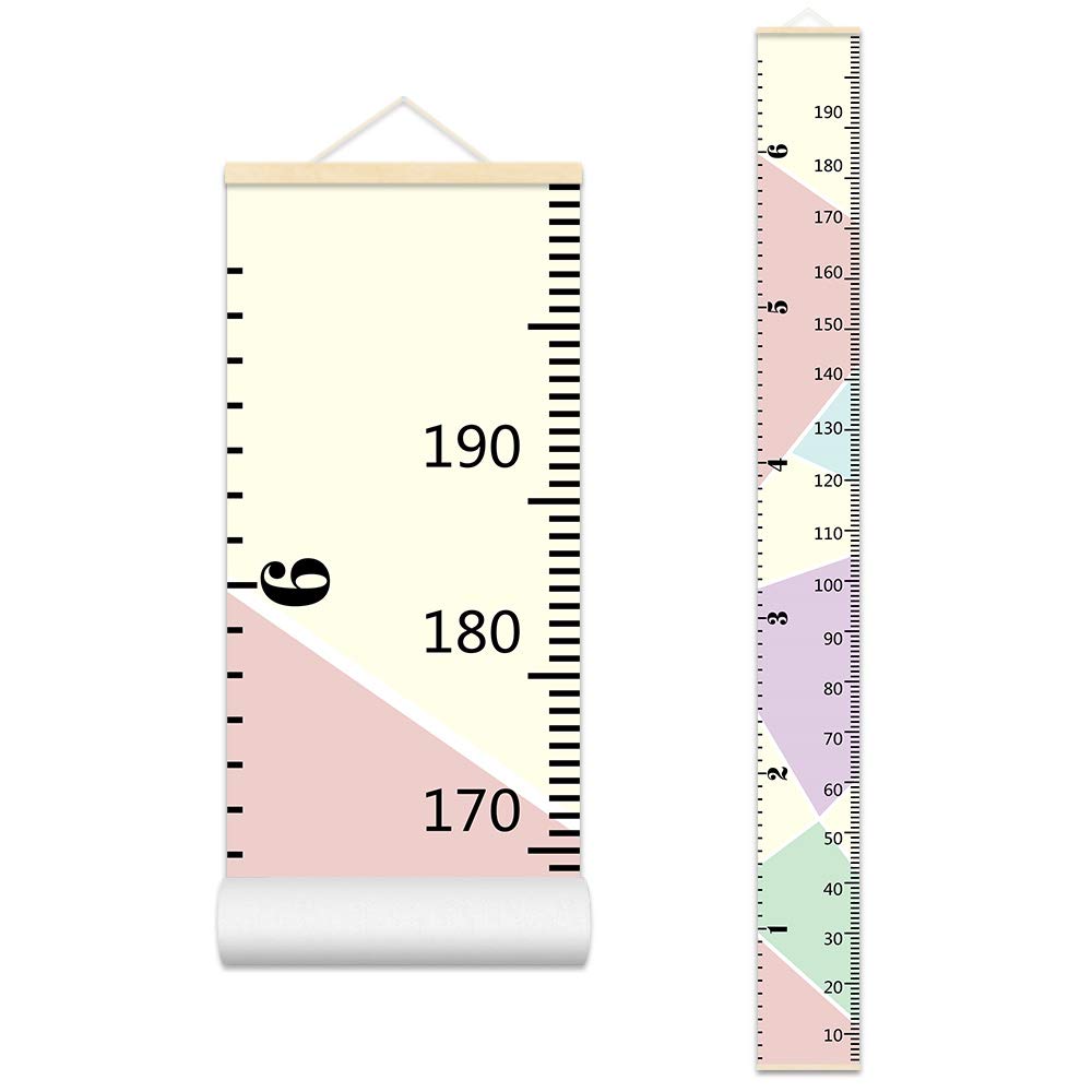 ASENARTRemovable Canvas Height Growth Chart Baby Growth Chart Color Block Waterproof Handing Ruler Wall Decor for Kids 7.9 x 79in