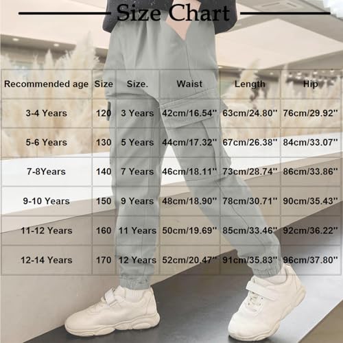 Girls Cargo Pants 2025 Cotton Loose Sweatpants Kids Straight Leg Workout Hiking Boy Outdoor Cute Joggers with Pockets3