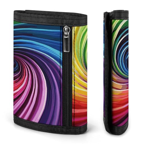 Rainbow Spiral Trifold Wallet for Men - Money Clip Slim Wallets with Multiple Card Slots Minimalist Small Front Pocket Wallet for Everyday Carry3