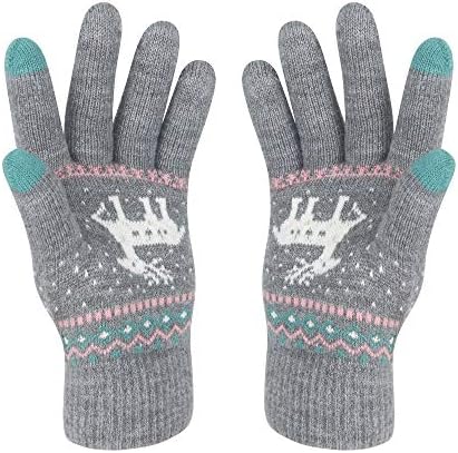 HÖTER Winter Touch Screen Gloves Snow Flower Printing Keep Warm for Women and Men