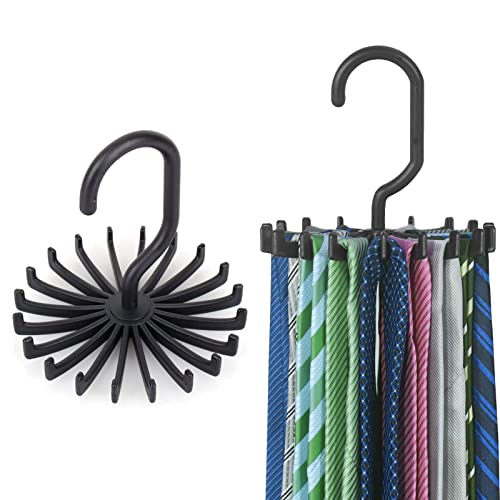 OUKENS Tie Rack Tie Rack Hanger, Space Saving Adjustable Rotating Scarf Tie Belt Hanger Holder with 20 Hooks