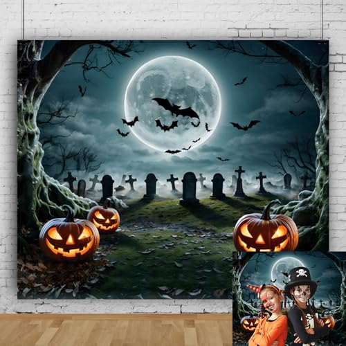 Décoration de fête Halloween grand format avec forêt et citrouille 3x2,4m