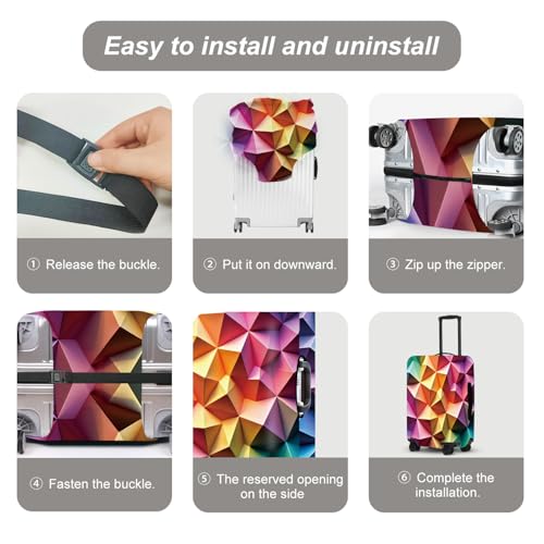 Image of Abstract Geometric Luggage Cover, 3D Gradient Polygons Waterproof Anti-Scratch Suitcase Protector, Modern Travel Case