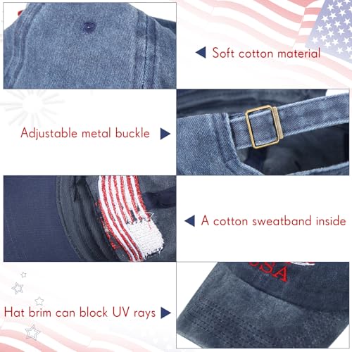 Image of Geyoga 4 Pack USA Flag Baseball Cap Washed