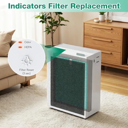 Image of HASTHIP 2Pcs HEPA Filter for Coway Airmega 150 (AP-1019C), Air Filter for Home Air Purifier Activated Carbon Formaldehyde Removal Composite Filtration Cartridge, Airborne Pollutants, Odor