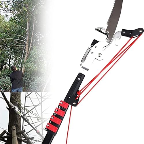 Sierra telescópica para árboles y poda de jardín con pértiga extensible y mango regulable